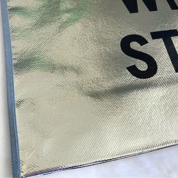 Steve Madden I’m With Steve Silver Metallic Oversized Shopper Tote Bag Pocket - Picture 4 of 8